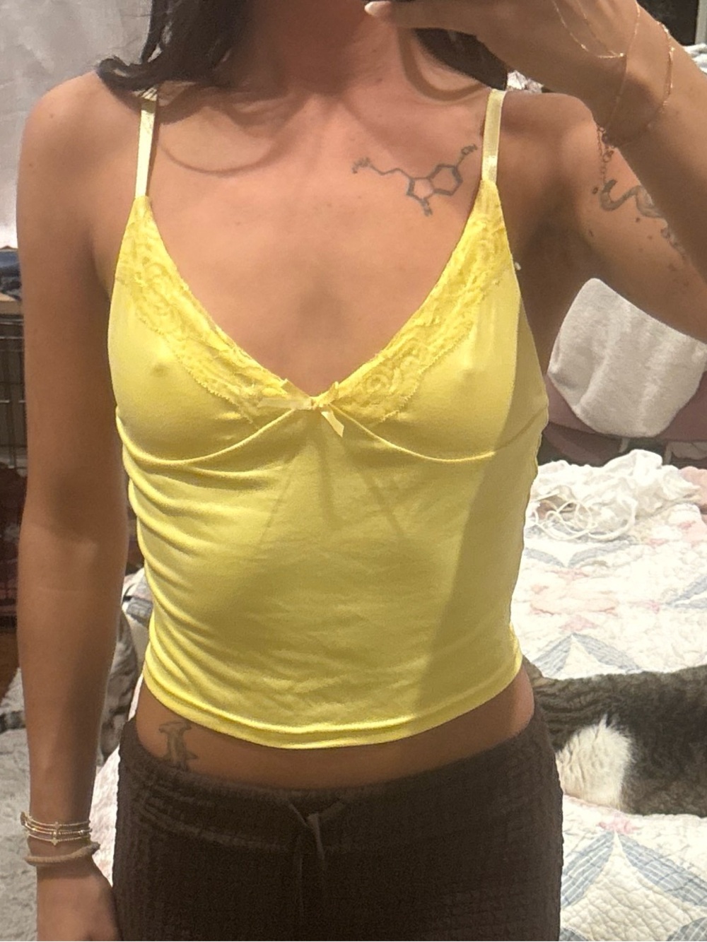 Sunny Yellow Lace Trim Cami Top